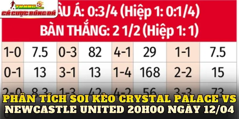 Phân tích soi kèo Crystal Palace vs Newcastle United 20h00 ngày 12/04