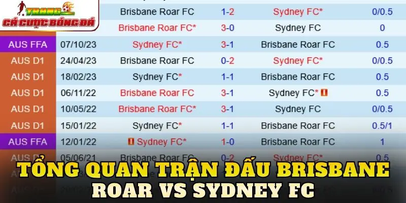 Tổng quan trận đấu Brisbane Roar vs Sydney FC